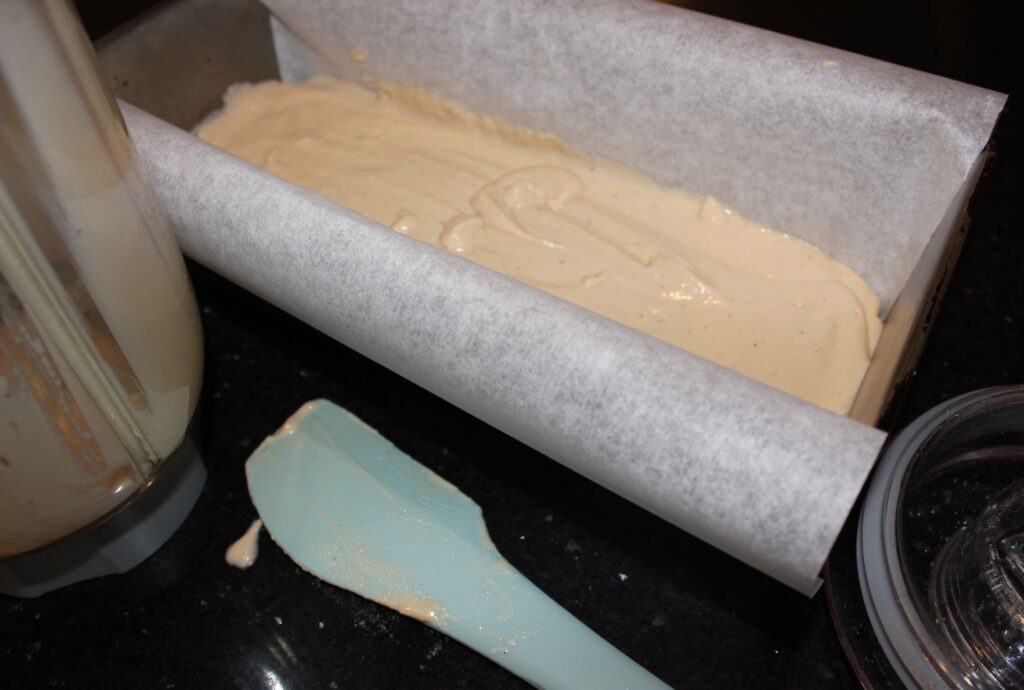 Descriptive picture prepared cashew bread batter